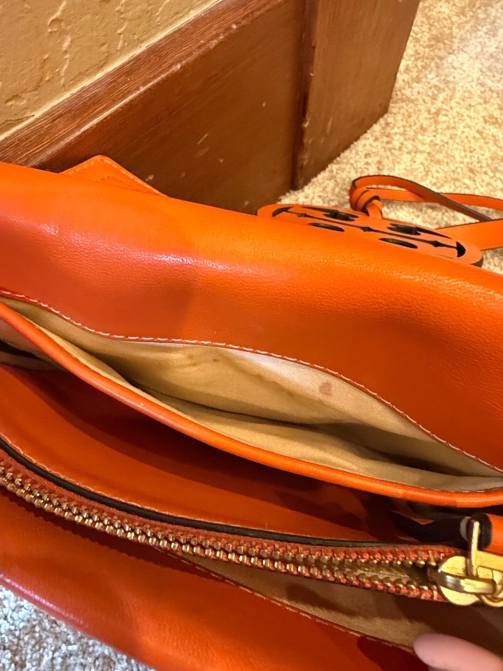 Tory Burch Bright Orange Leather Fleming-Inspired Crossbody - Picture 12 of 12